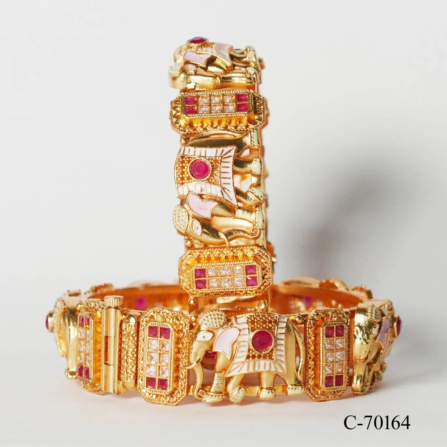 Elephant Design Brass Kada Bracelet for Women & Girls - The Golden Cascade